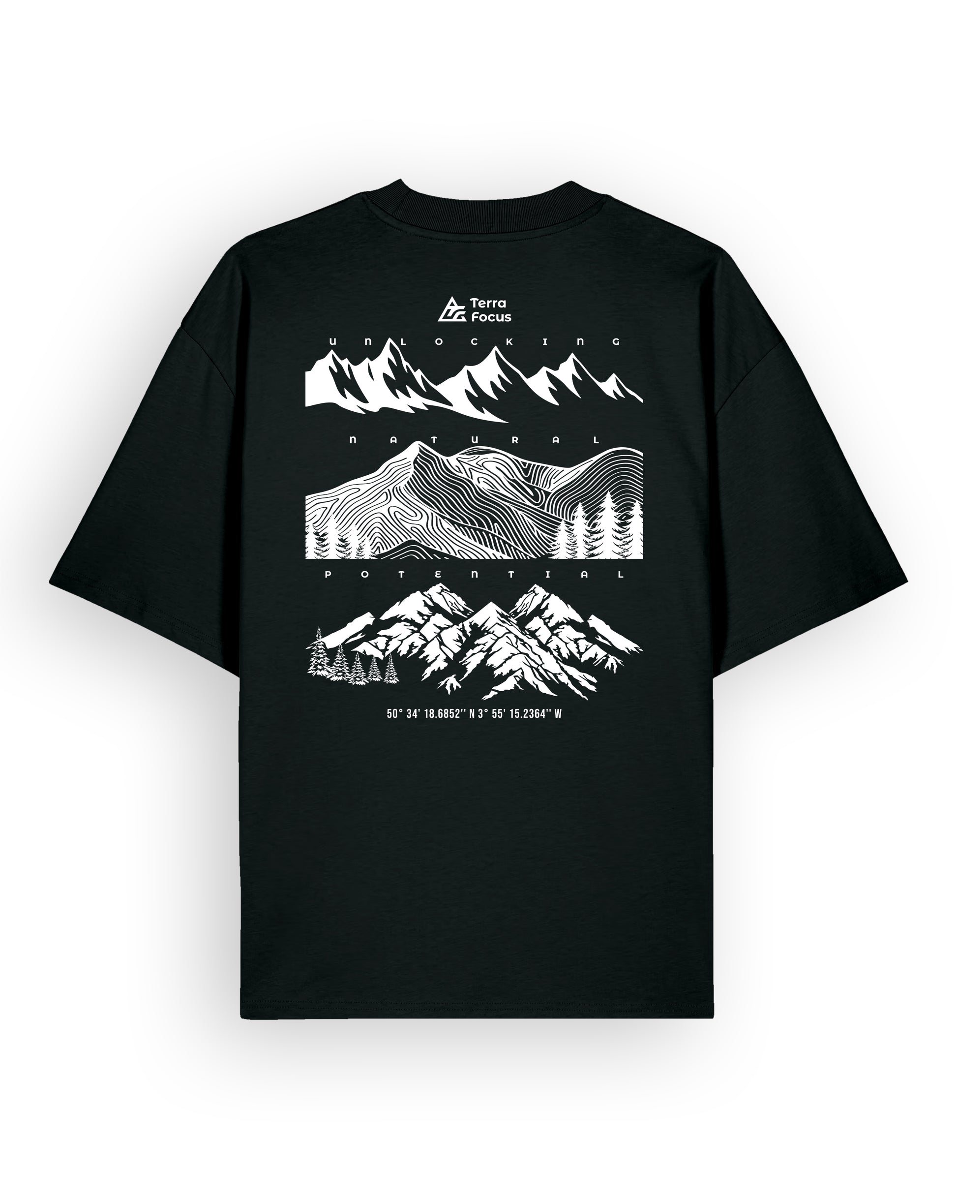 Oversized Urban Tee with Mountain Outline Back Print – Unlocked Potential Series