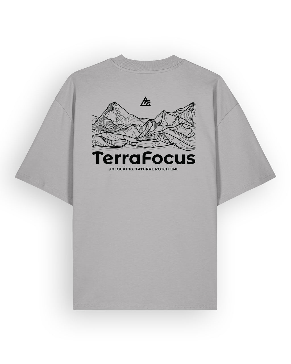 Oversized Urban Tee with Mountain Line Art Back Print – Unlocked Potential Series