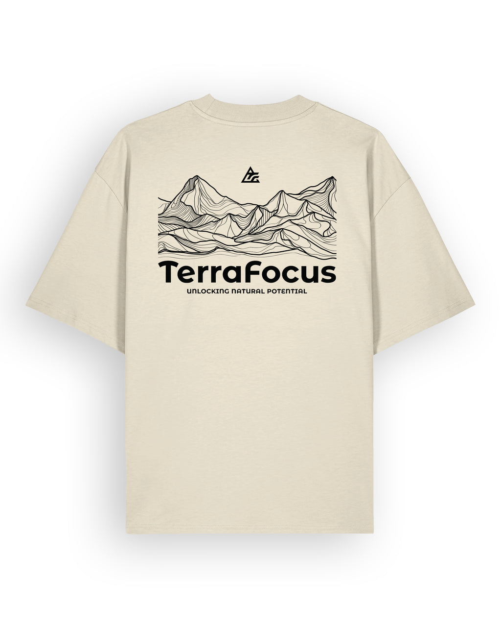 Oversized Urban Tee with Mountain Line Art Back Print – Unlocked Potential Series