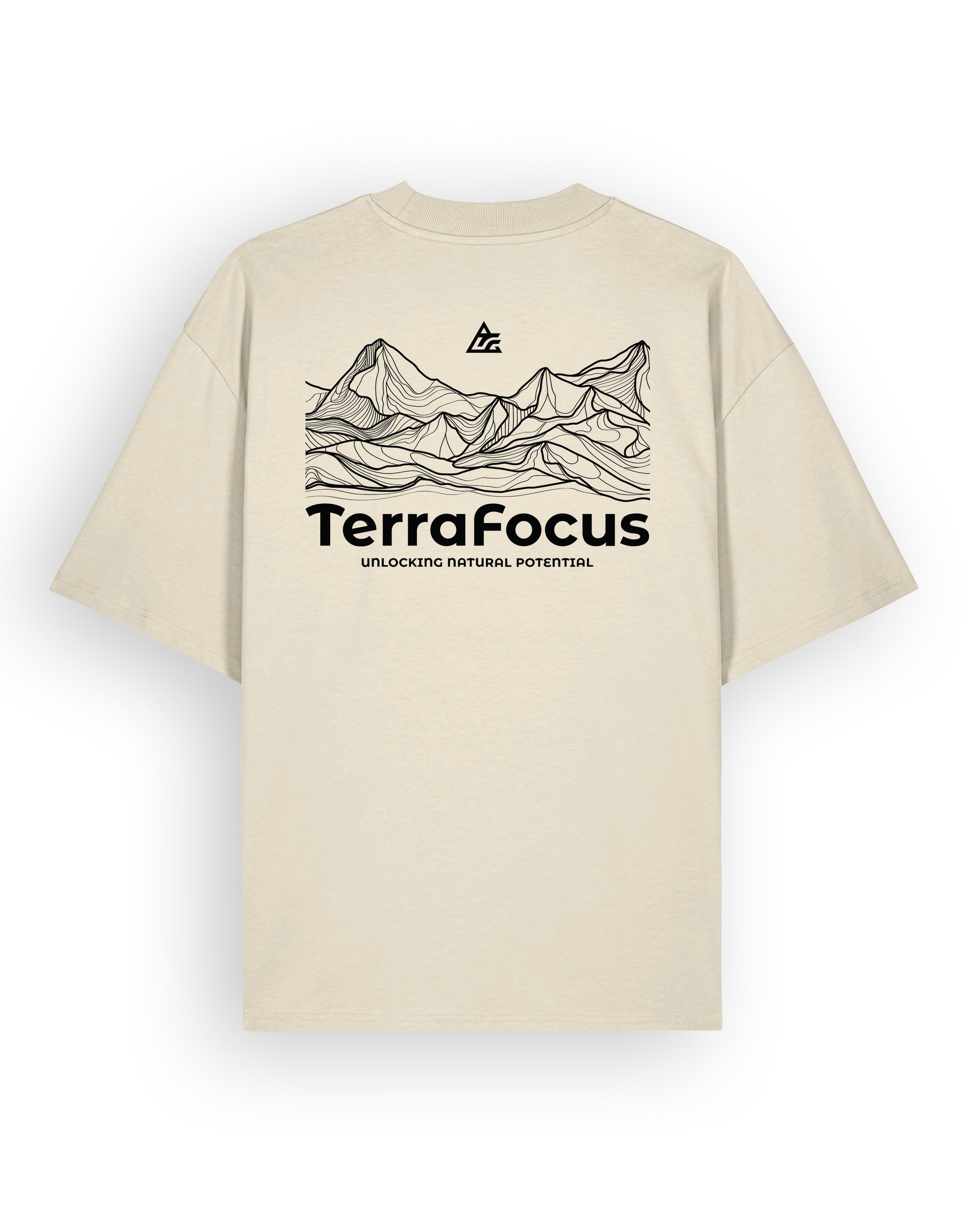 Oversized Urban Tee with Mountain Line Art Back Print – Unlocked Potential Series
