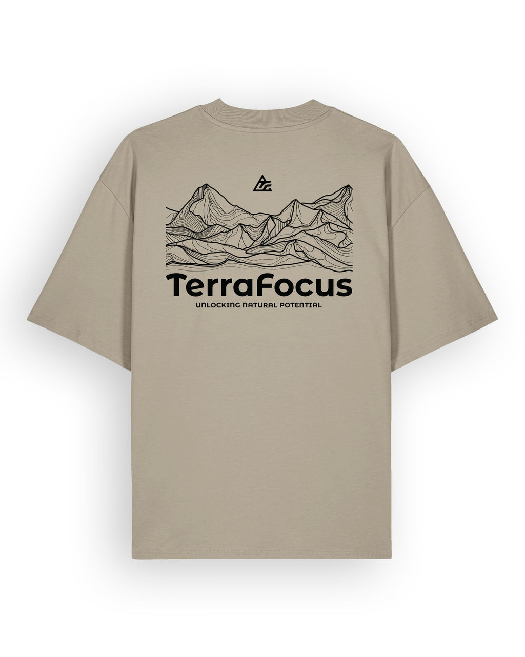 Oversized Urban Tee with Mountain Line Art Back Print – Unlocked Potential Series