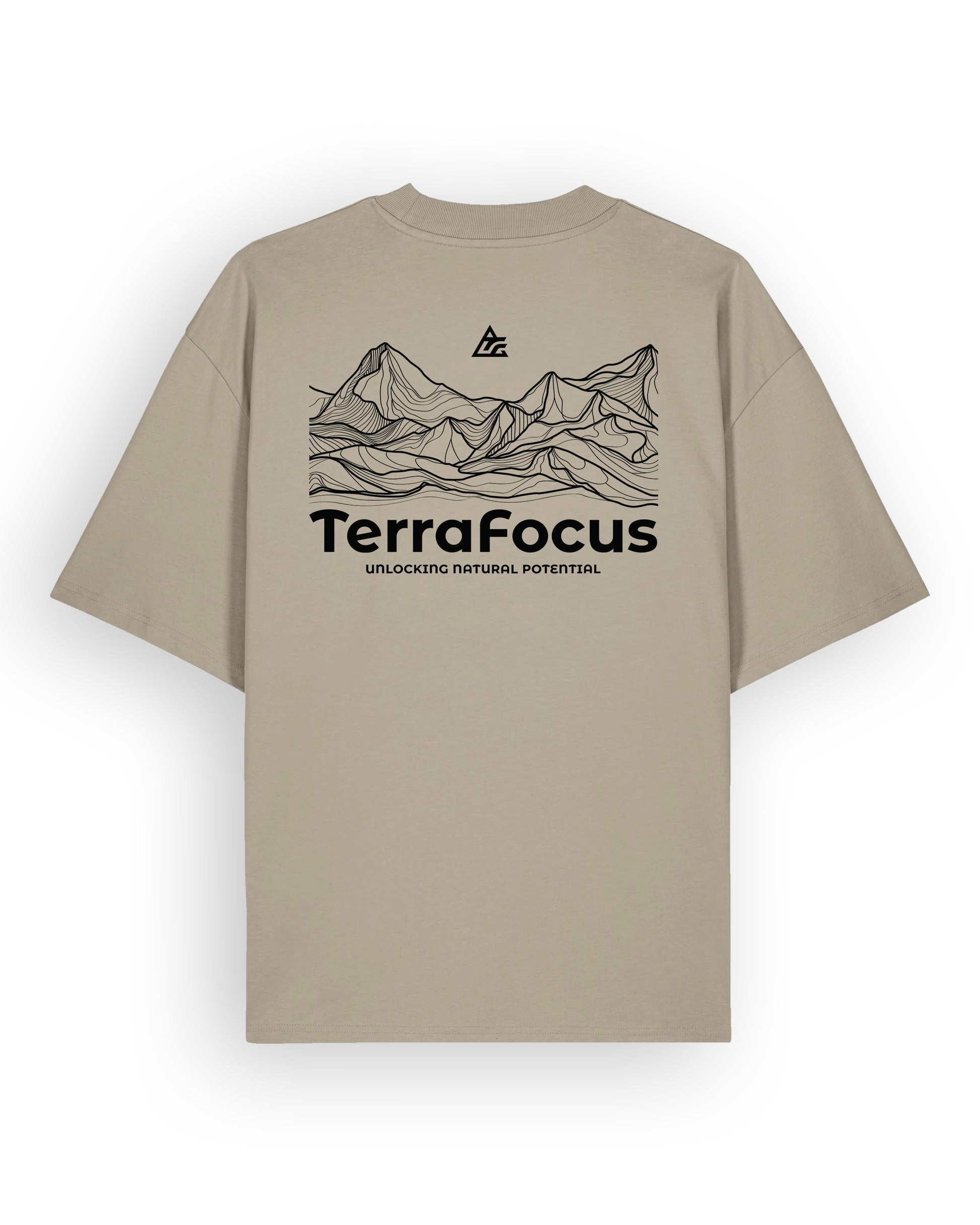 Oversized Urban Tee with Mountain Line Art Back Print – Unlocked Potential Series