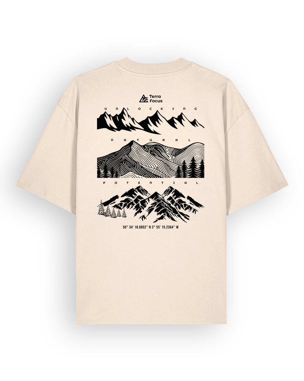 Oversized Urban Tee with  Mountain Outline Back Print – Unlocked Potential Series