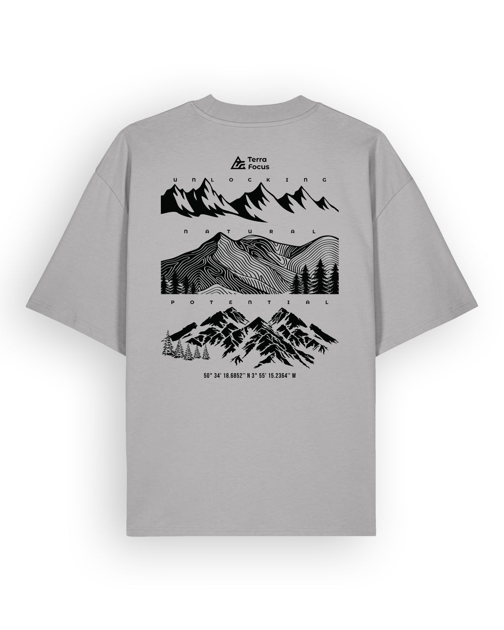 Oversized Urban Tee with  Mountain Outline Back Print – Unlocked Potential Series