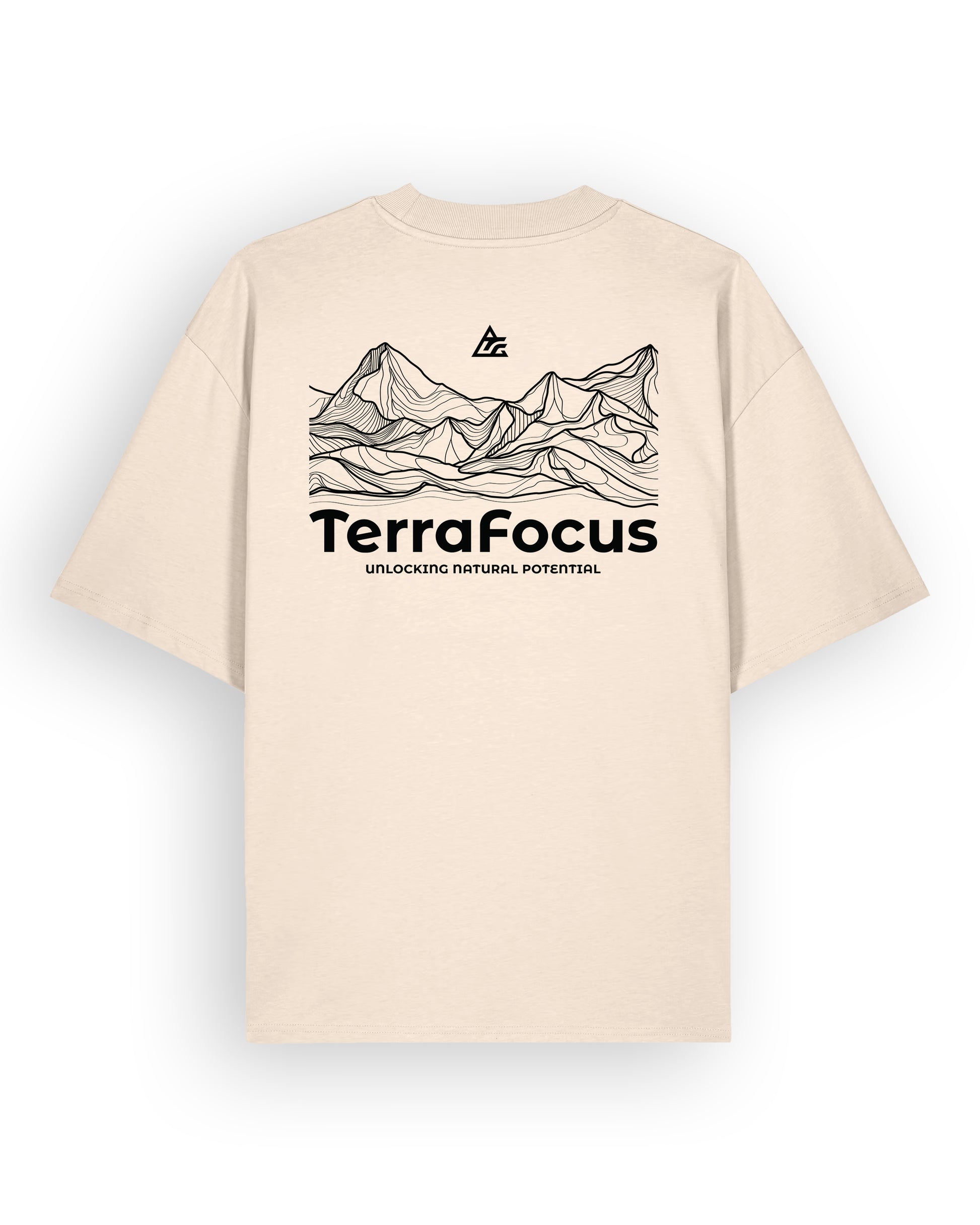 Oversized Urban Tee with Mountain Line Art Back Print – Unlocked Potential Series